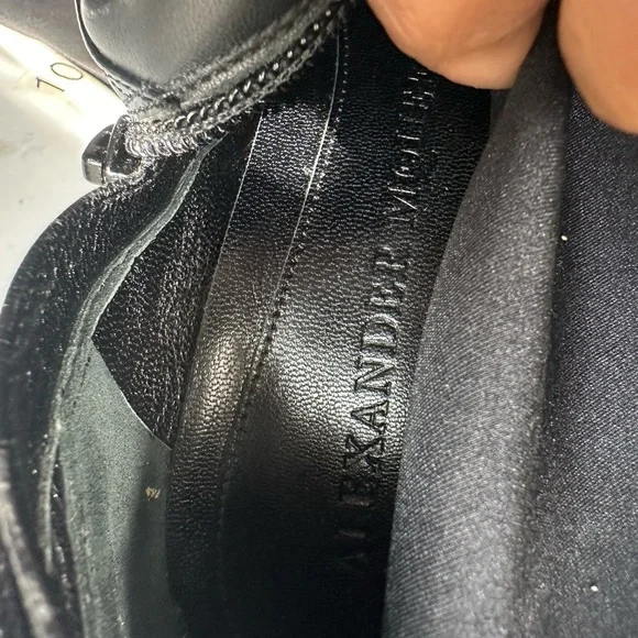 Alexander Mcqueen Boot Stretch Leather Black Patent Midcalf Booties Boots 37 - Picture 5 of 11